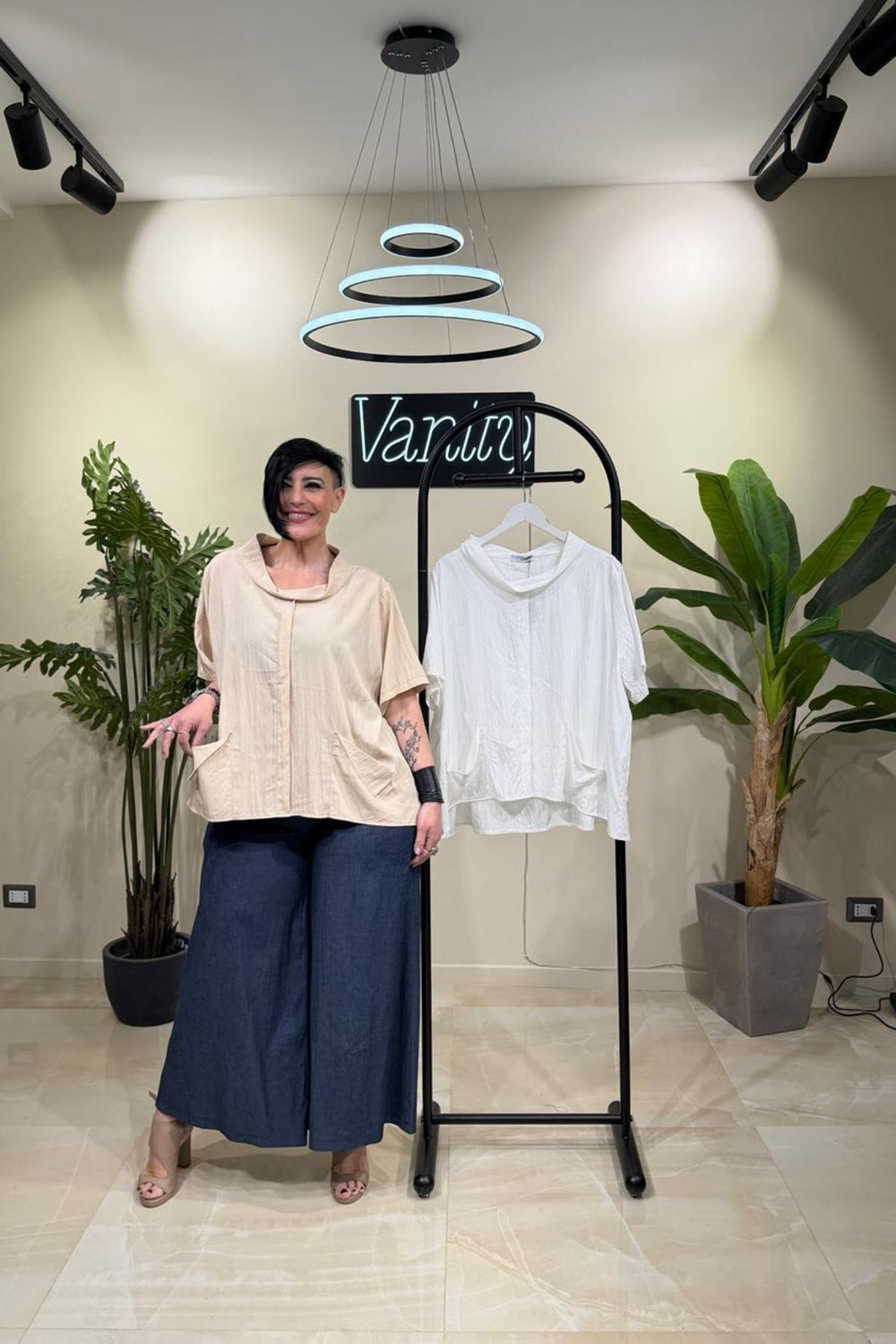 Blusa tasche risvolto - Bianco