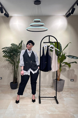 Gilet scollo americano - Blu