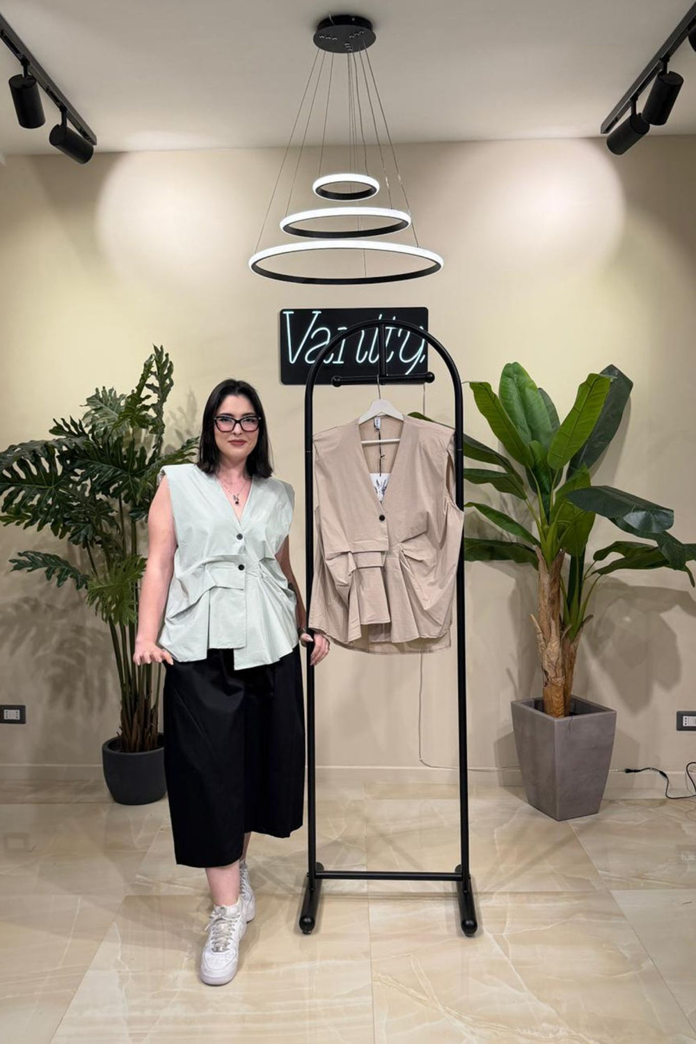 Gilet bengalina spalline - Menta