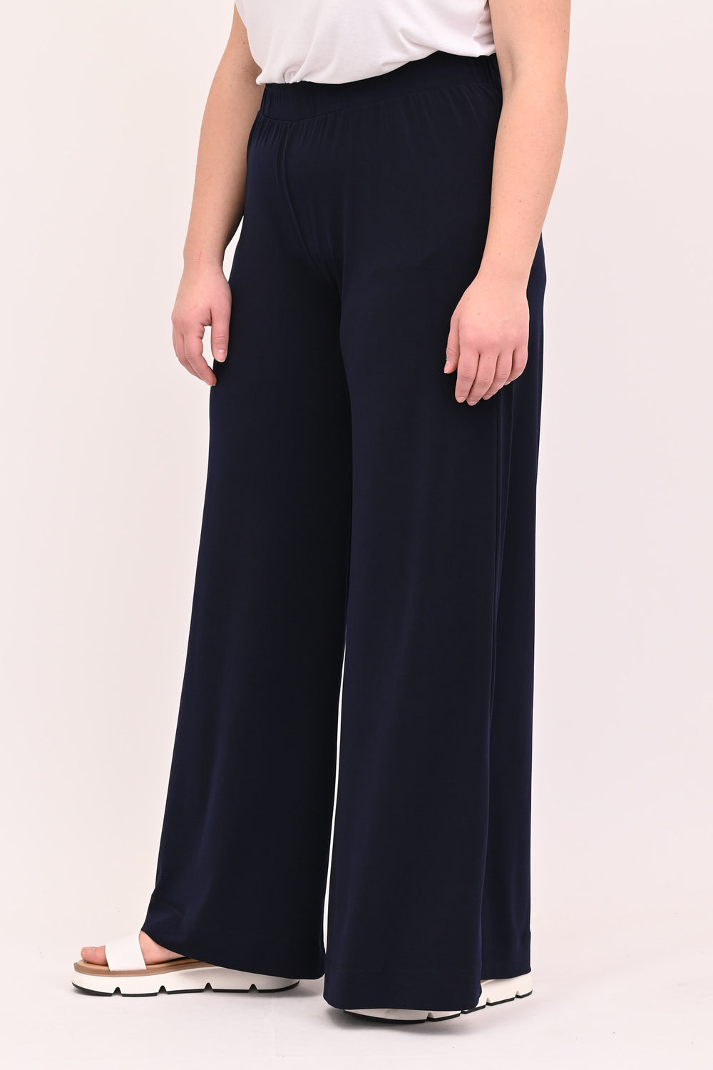 Elastic Palazzo Pants - Blue