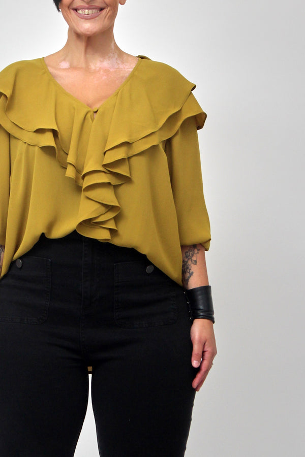 Jeans palazzo vita alta - NERO