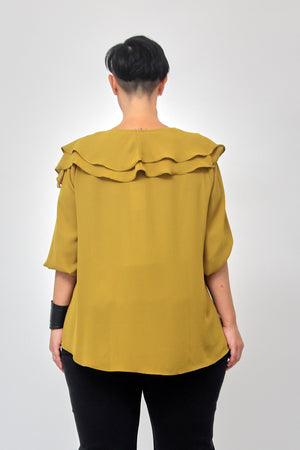 Blusa maxi rouches - Senape