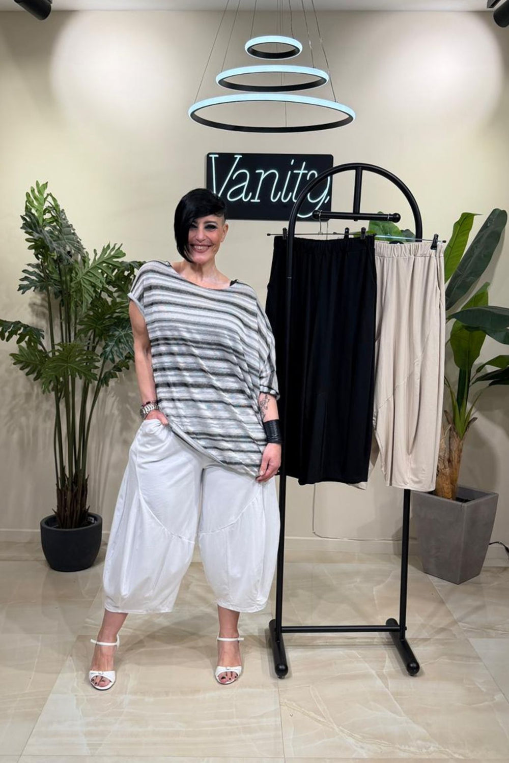 Pantalone jersey cuciture - Crema