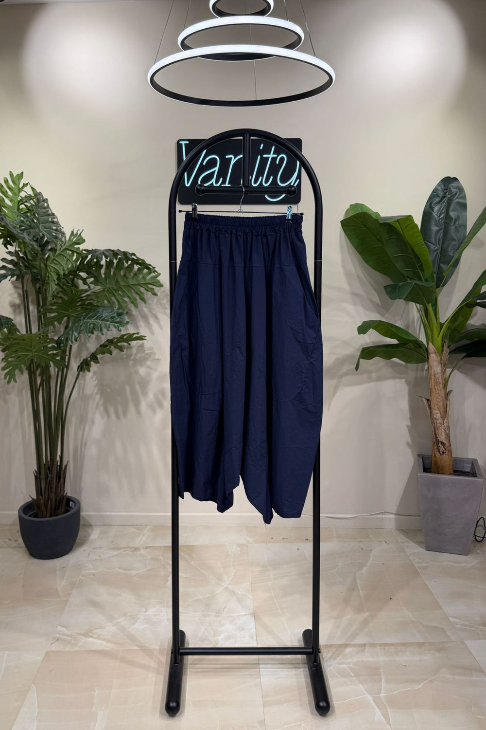 Pantalone cavallo basso popeline - Blu