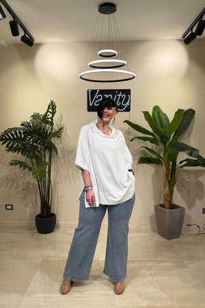 Felpa cappuccio pizzo - Bianco