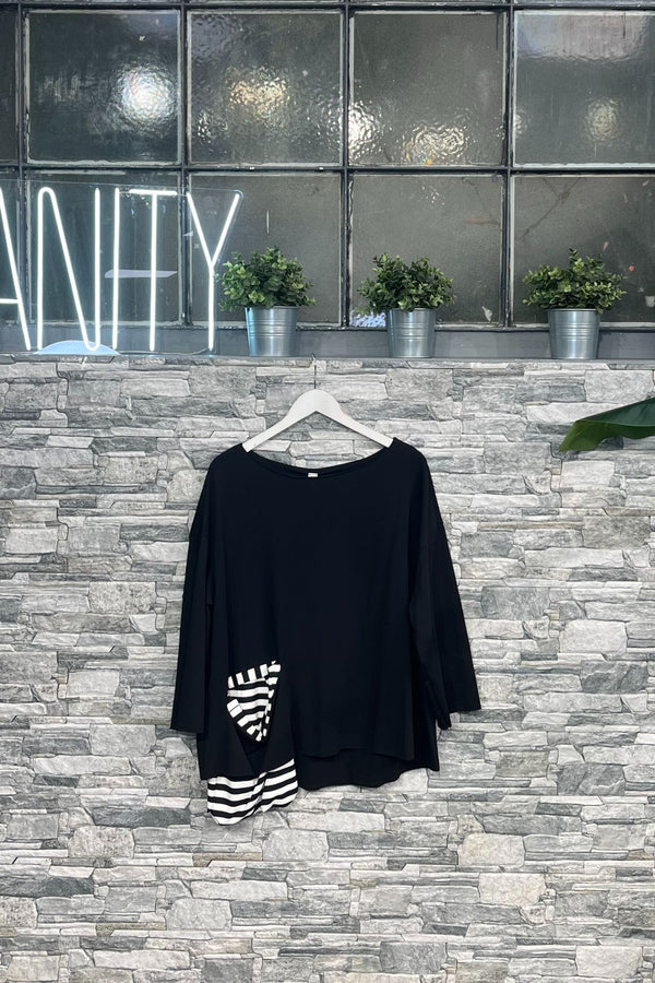 Maglia tasca righe - Bianco