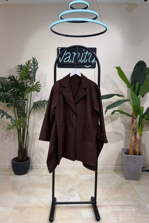 Cappotto 3/4 maxi spacchi - Moro