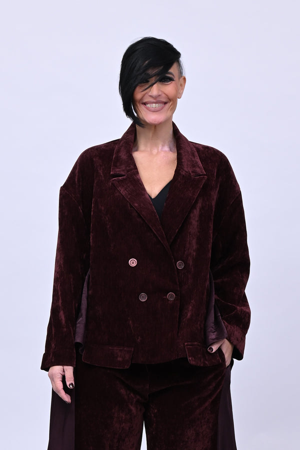 Blazer ciniglia inserti raso - Vino