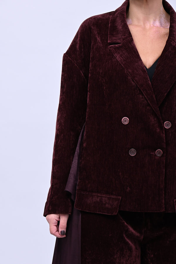 Blazer ciniglia inserti raso - Vino