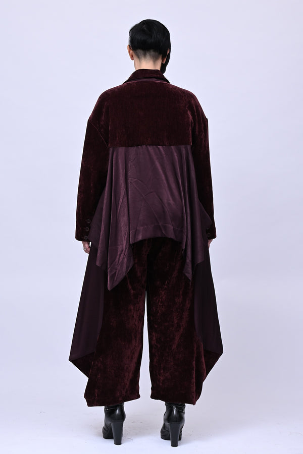 Blazer ciniglia inserti raso - Vino
