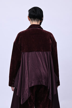 Blazer ciniglia inserti raso - Vino