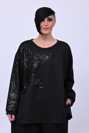 Felpa stella pailettes - Nero