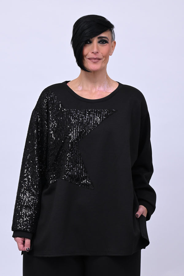 Felpa stella pailettes - Nero