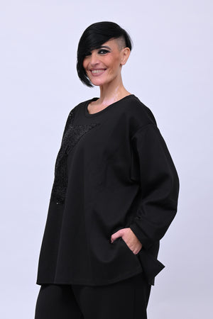 Felpa stella pailettes - Nero