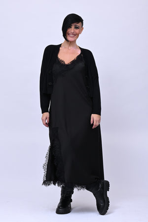 Satin and lace dress - Black