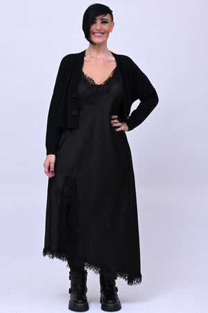 Satin and lace dress - Black