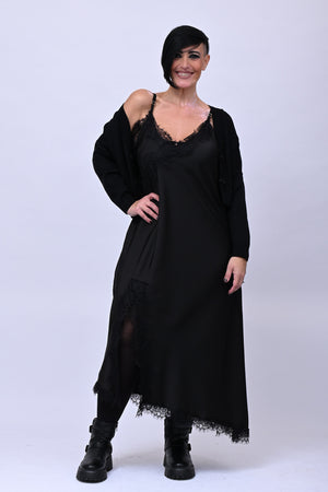 Satin and lace dress - Black