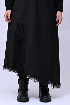 Satin and lace dress - Black