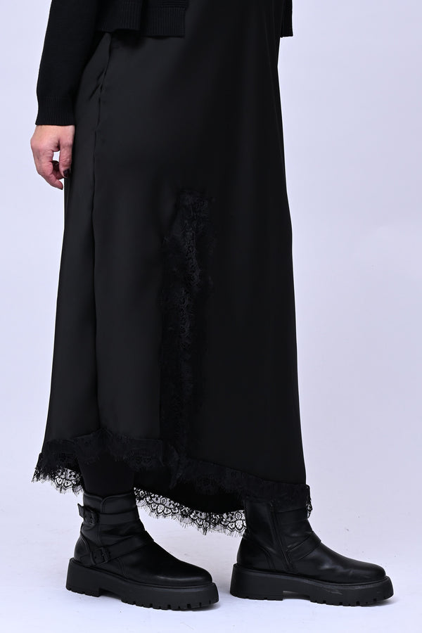 Satin and lace dress - Black