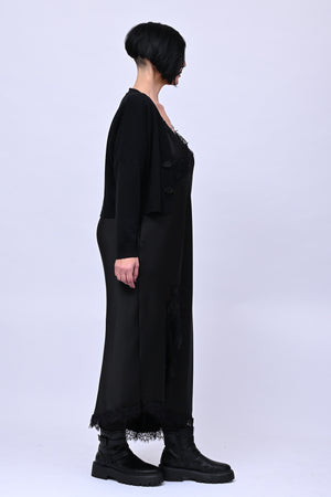 Satin and lace dress - Black