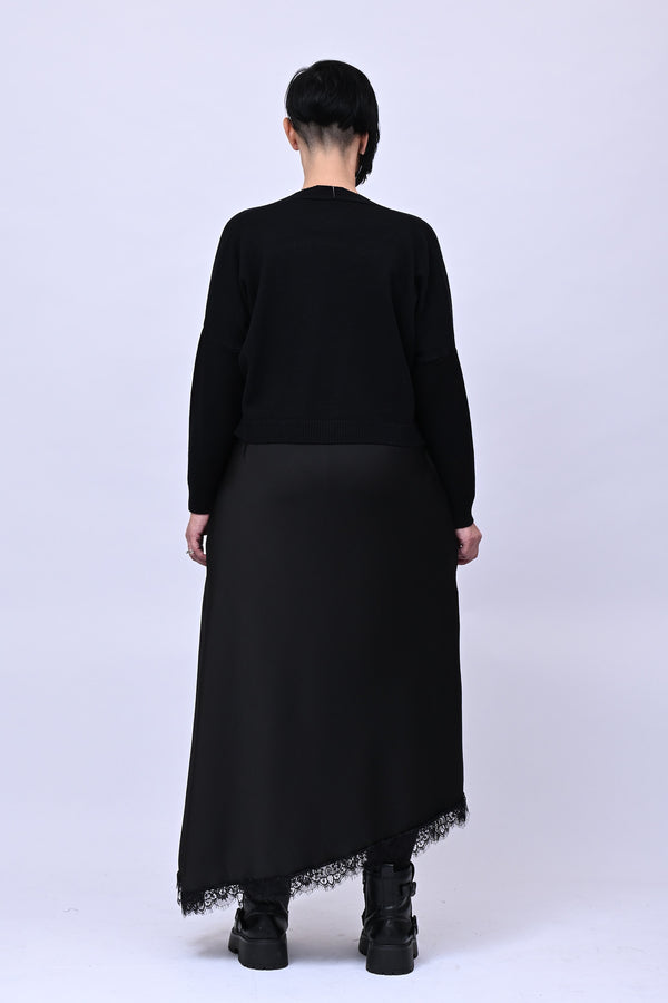 Satin and lace dress - Black