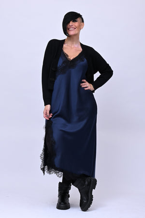 Satin and lace dress - Blue