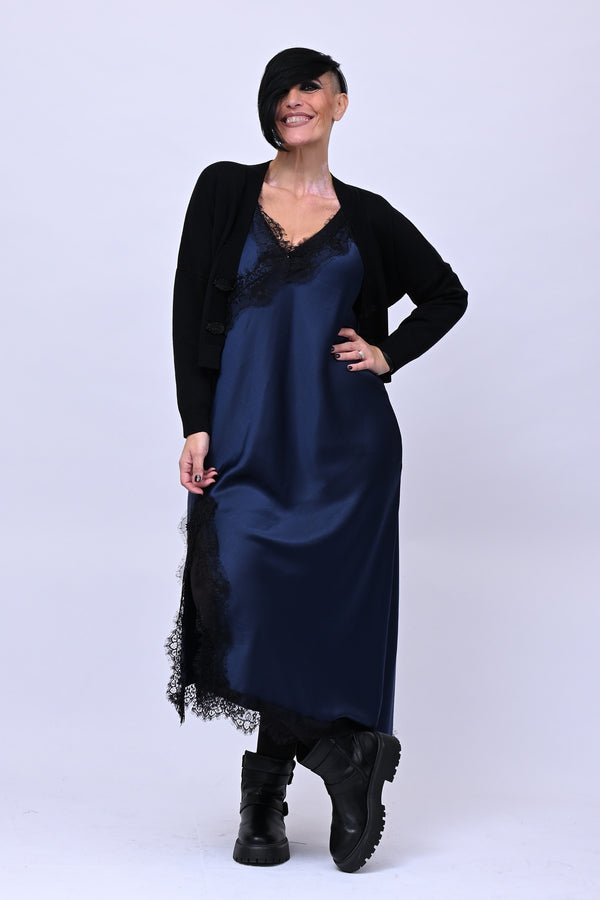 Satin and lace dress - Blue