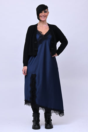 Satin and lace dress - Blue