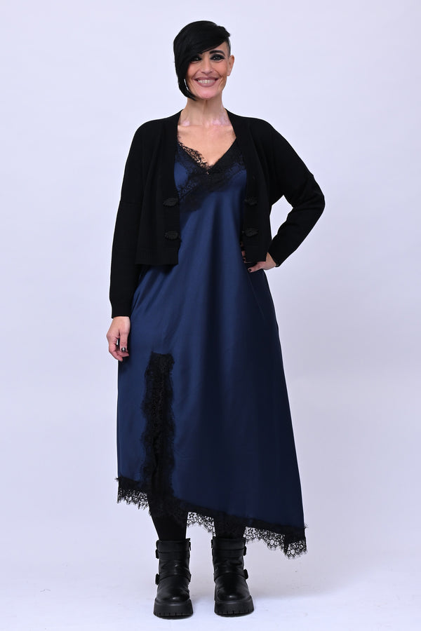 Satin and lace dress - Blue