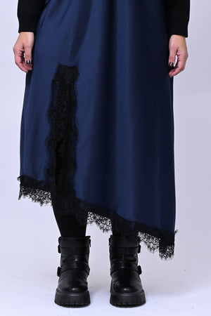 Satin and lace dress - Blue