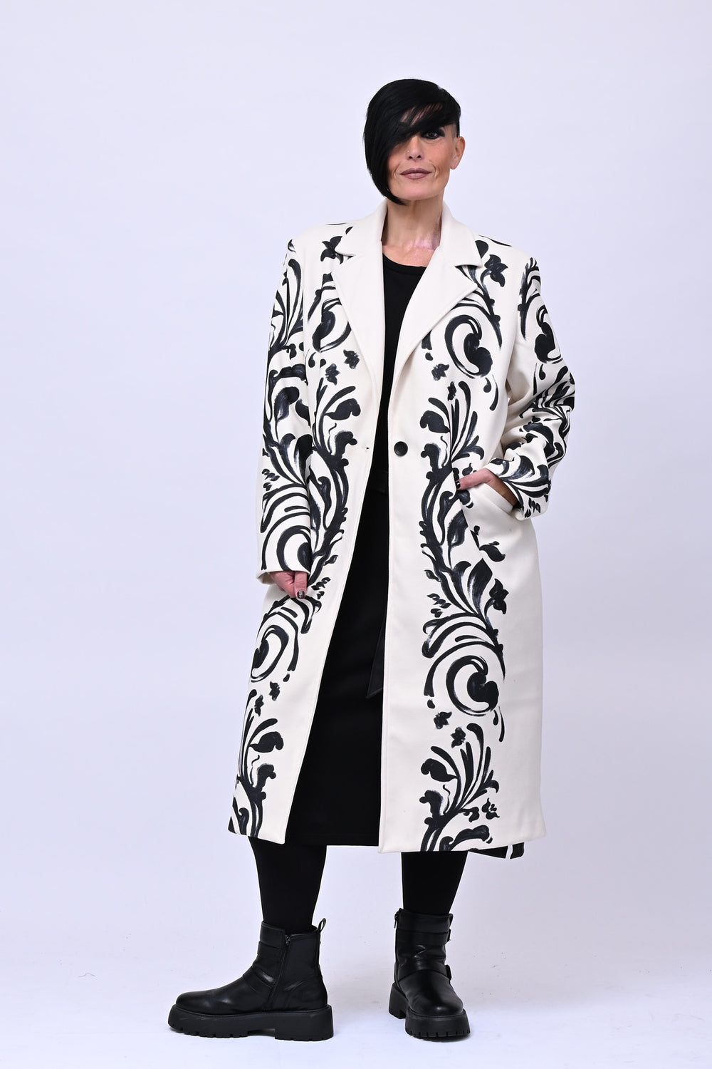 Cappotto fiori pennello - Burro