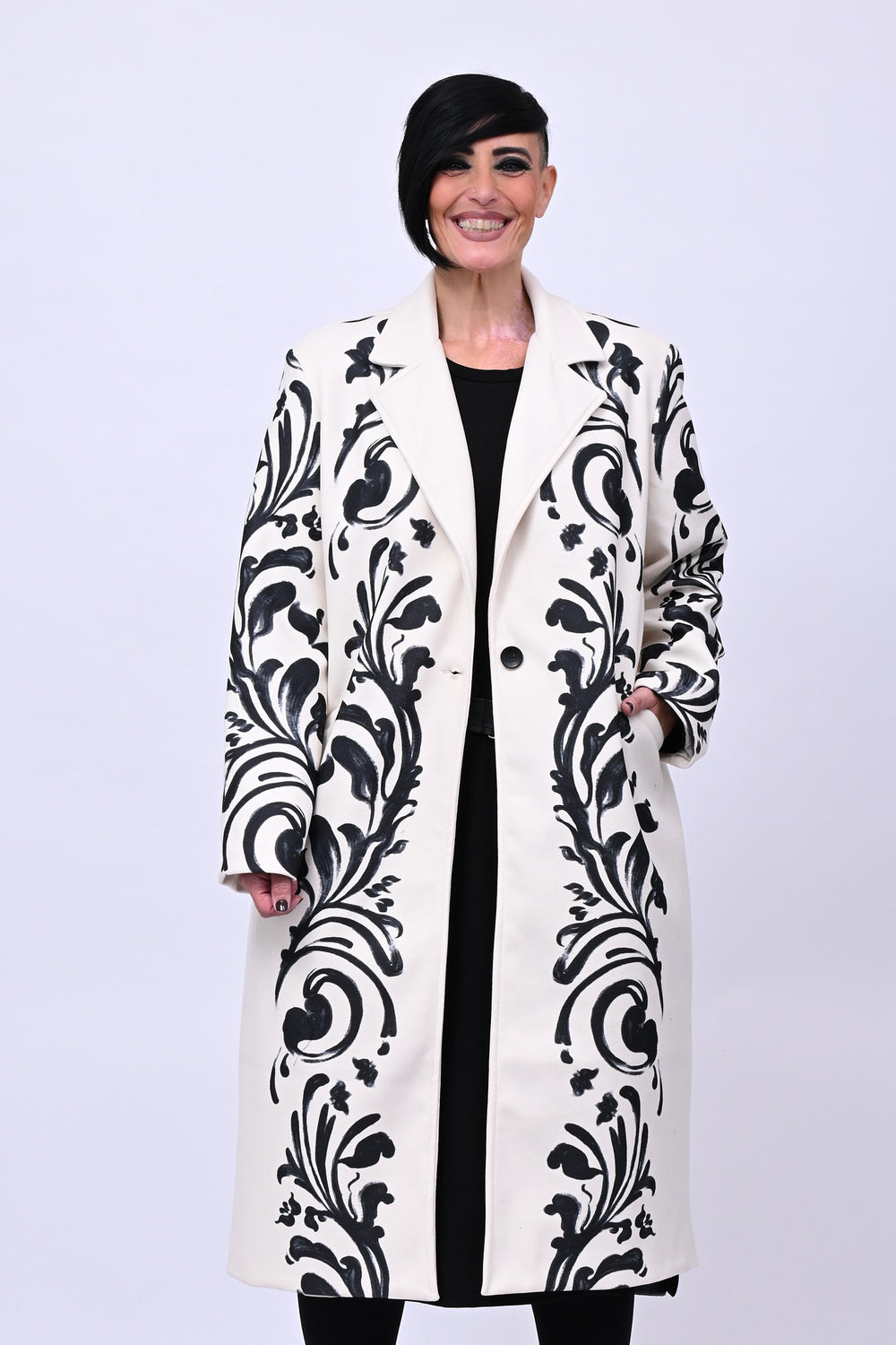 Cappotto fiori pennello - Burro