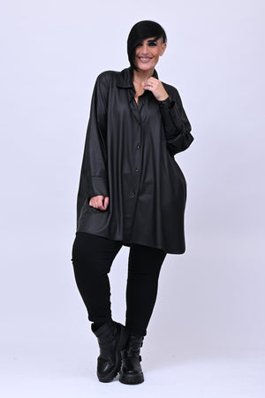 Camicia Ecopelle elastica - Nero