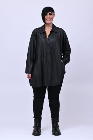 Camicia Ecopelle elastica - Nero