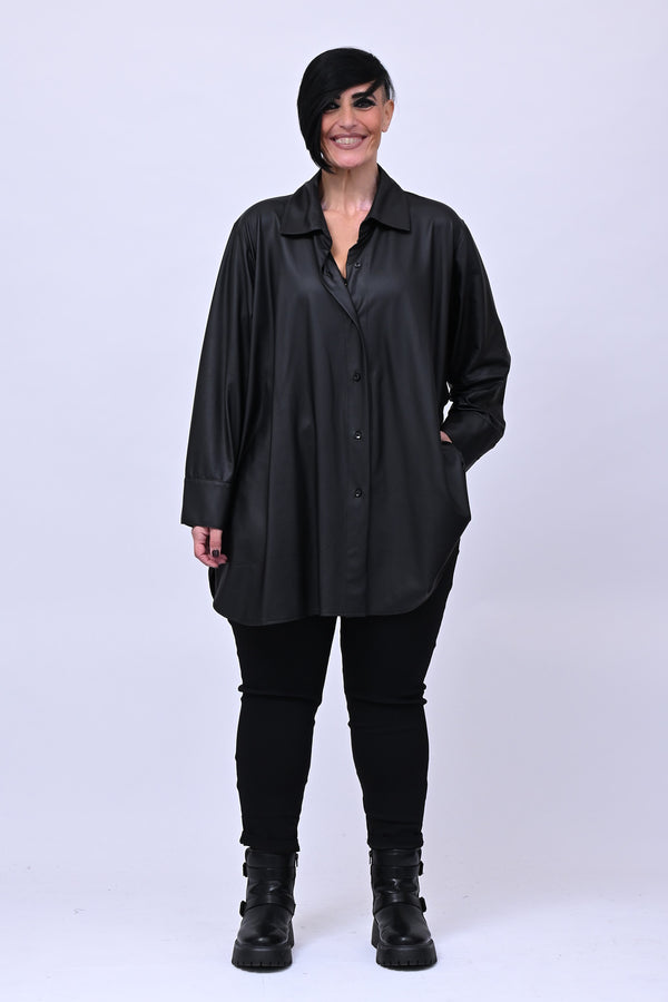 Camicia Ecopelle elastica - Nero