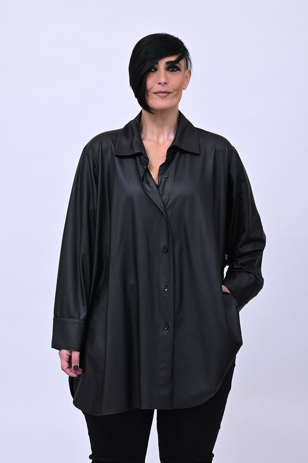 Camicia Ecopelle elastica - Nero