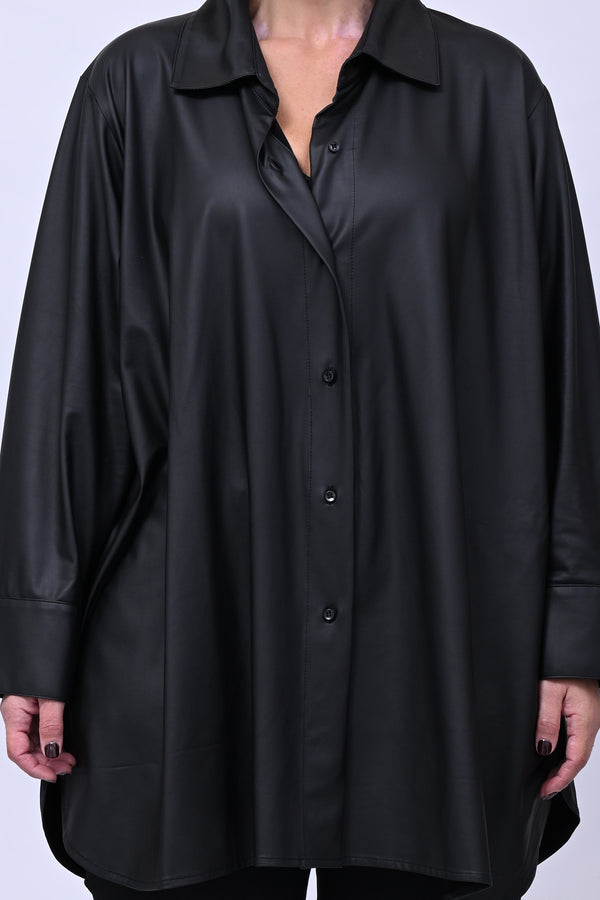 Camicia Ecopelle elastica - Nero