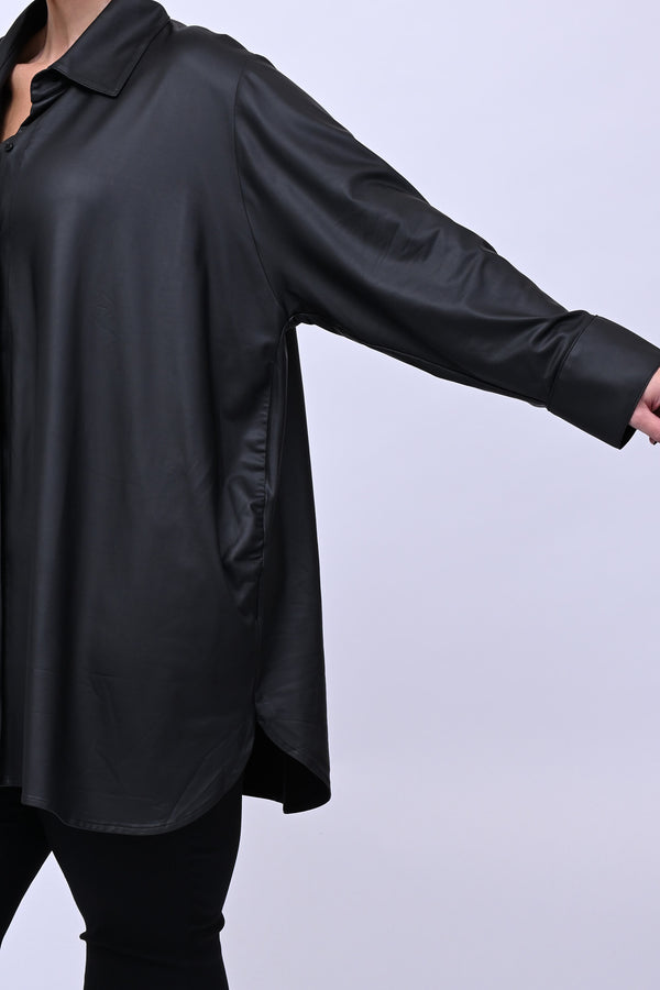 Camicia Ecopelle elastica - Nero