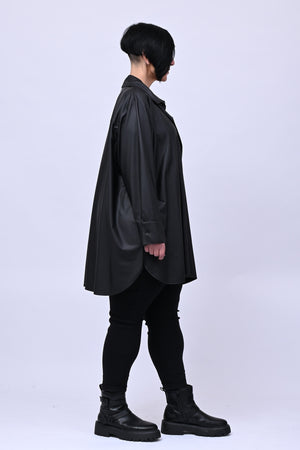 Camicia Ecopelle elastica - Nero