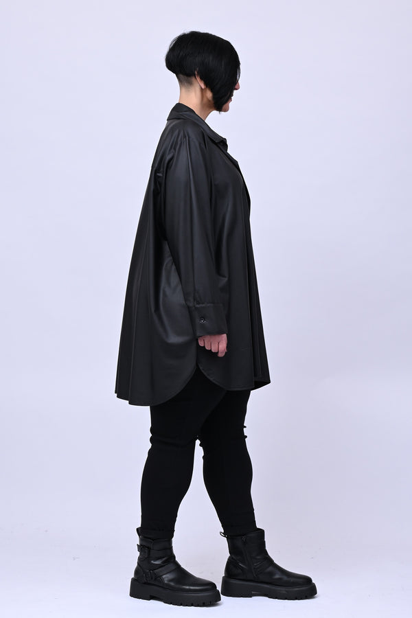 Camicia Ecopelle elastica - Nero