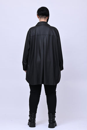 Camicia Ecopelle elastica - Nero