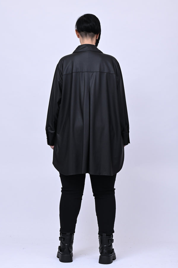 Camicia Ecopelle elastica - Nero