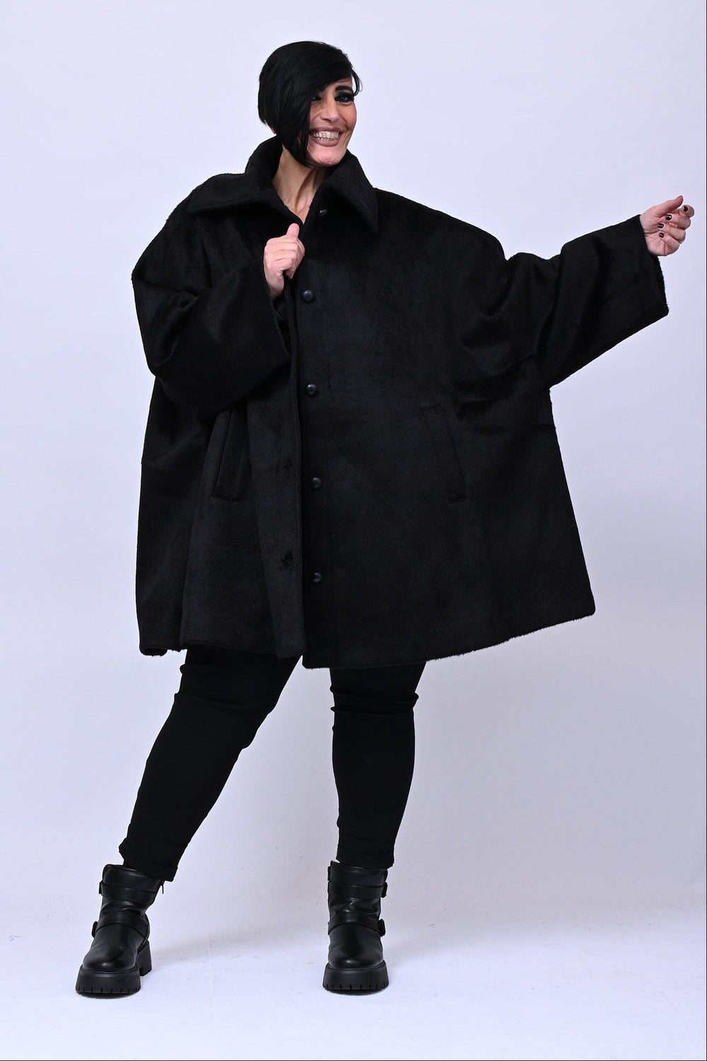 Cappotto over velure - Nero