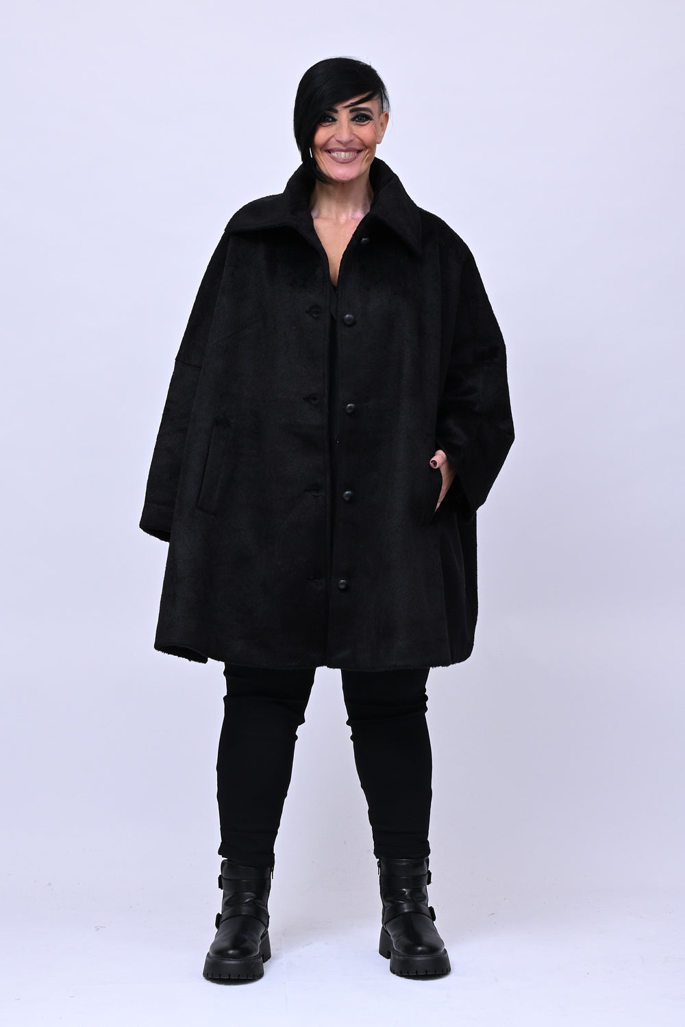 Cappotto over velure - Nero