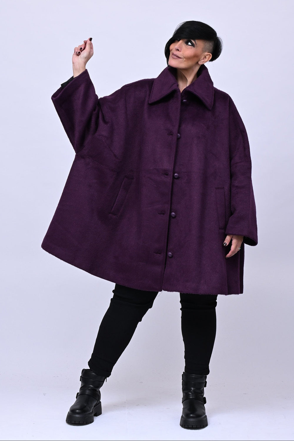 Cappotto over velure - Prugna