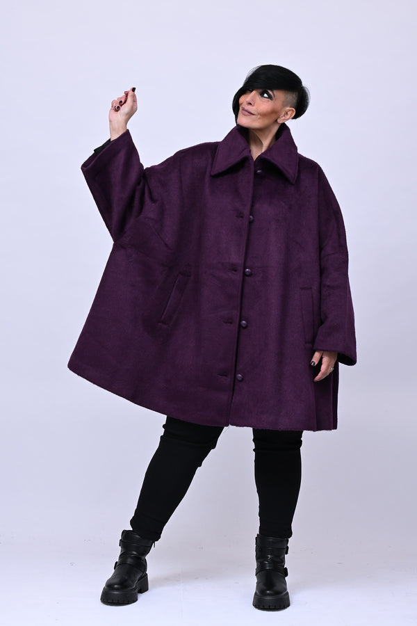 Cappotto over velure - Prugna