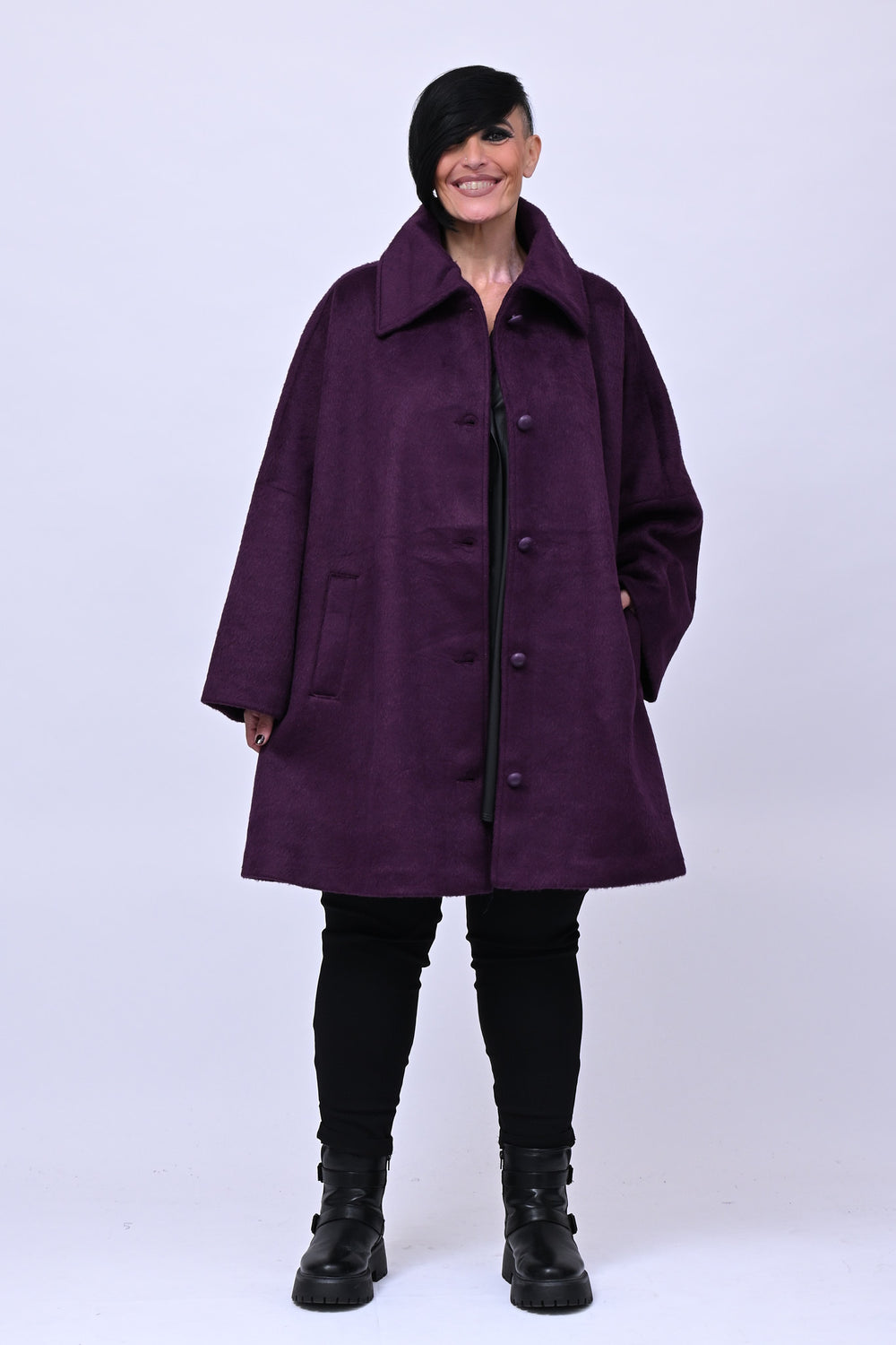 Cappotto over velure - Prugna