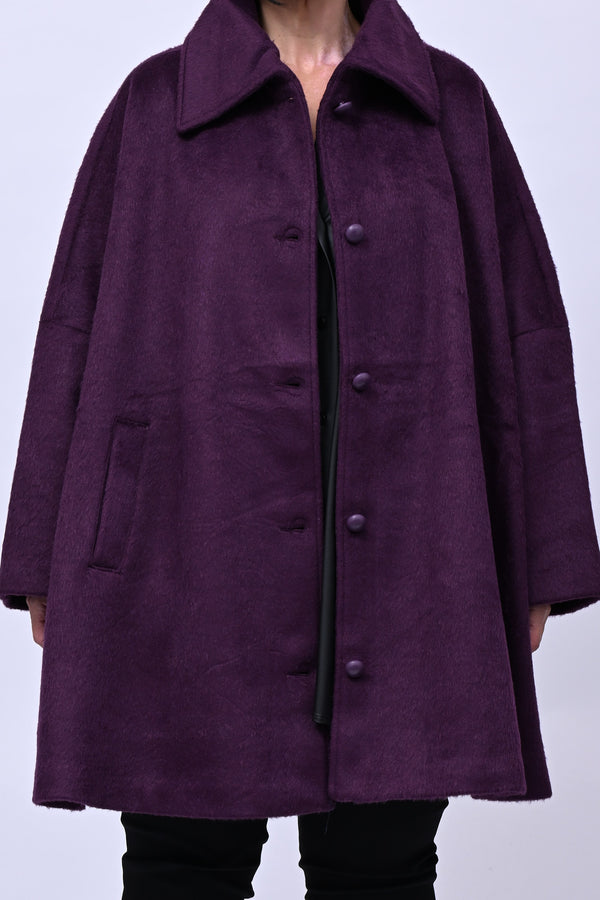 Cappotto over velure - Prugna