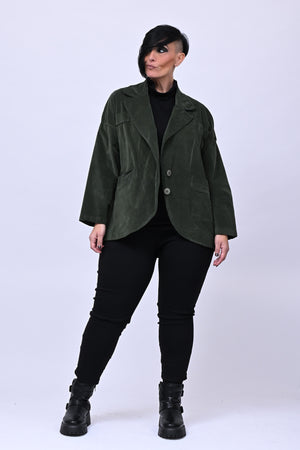 Giacca stondata velluto - Verde militare