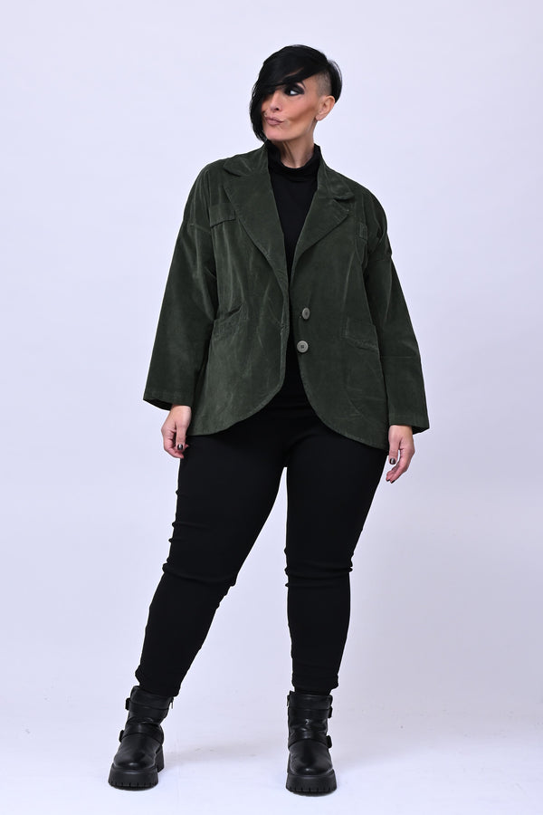 Giacca stondata velluto - Verde militare